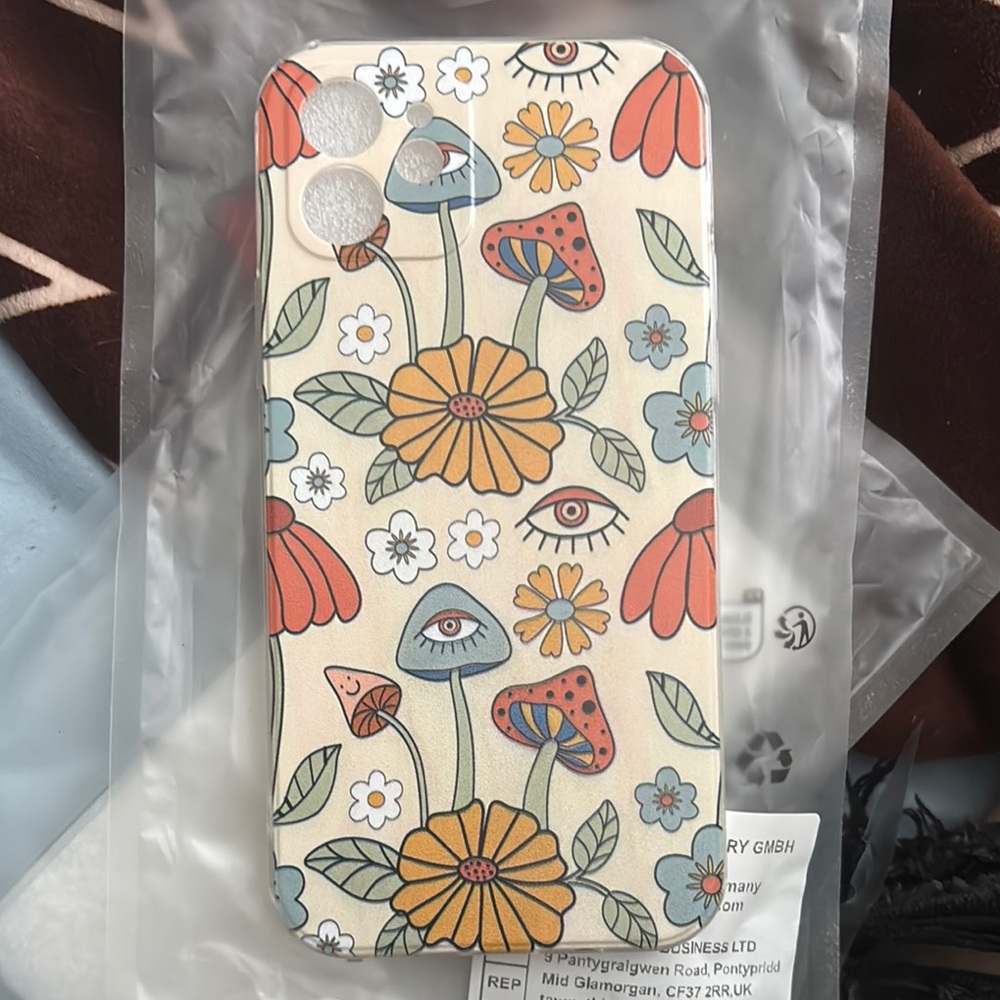 SHEIN iPhone 12 Cream and Orange Floral Phone Case
